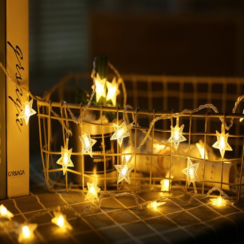 Star Shaped LED String Lights with Battery