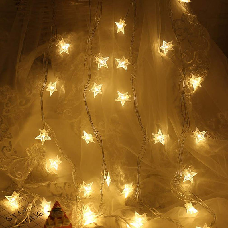star shaped LED string lights, view 2 - MRSLM