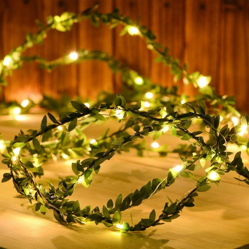 LED string lights with green leaves - MRSLM