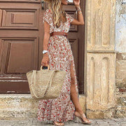 Women's V-neck floral dress, view 10 - MRSLM
