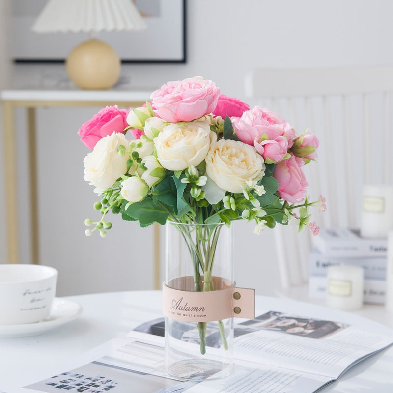 artificial peony flower branch, view 10 - MRSLM