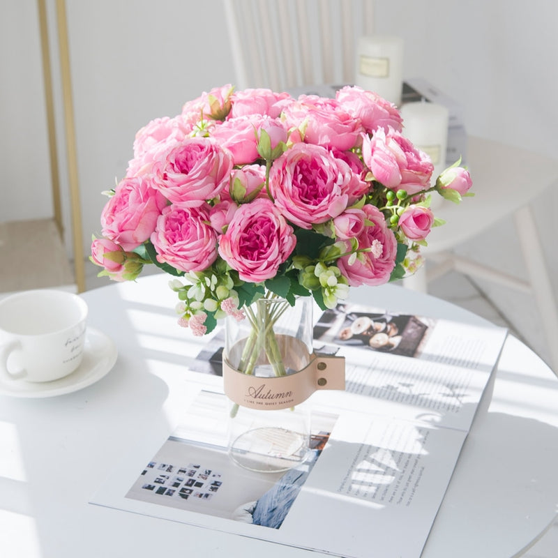 artificial peony flower branch, view 11 - MRSLM