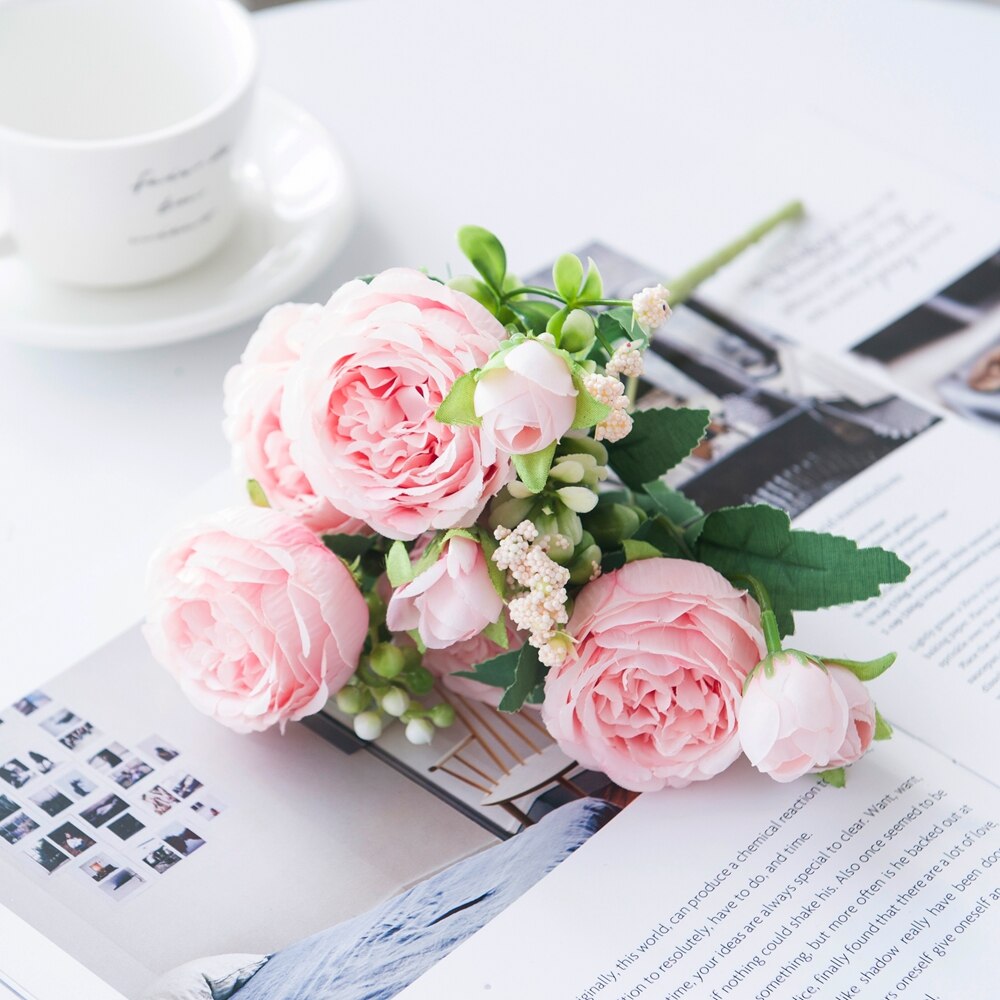 Colorful Artificial Peony Flowers Branch