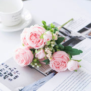artificial peony flower branch, view 4 - MRSLM