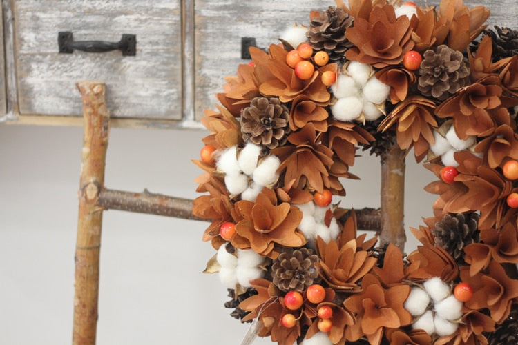 natural brown rustic wreath, view 3 - MRSLM