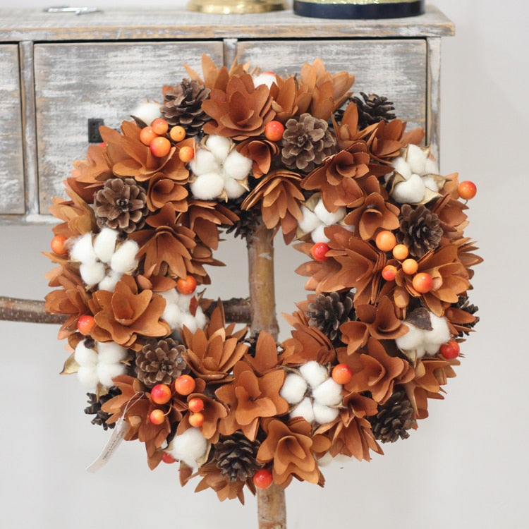 natural brown rustic wreath, view 6 - MRSLM