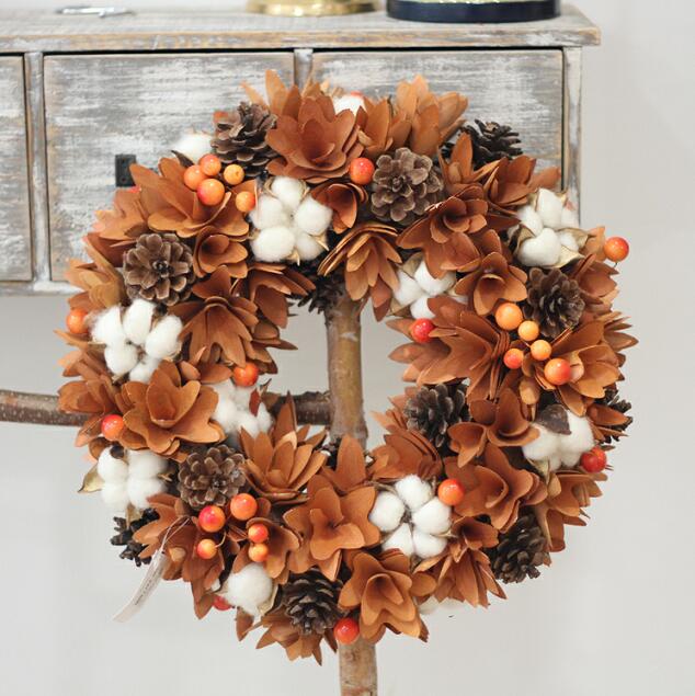 natural brown rustic wreath, view 2 - MRSLM