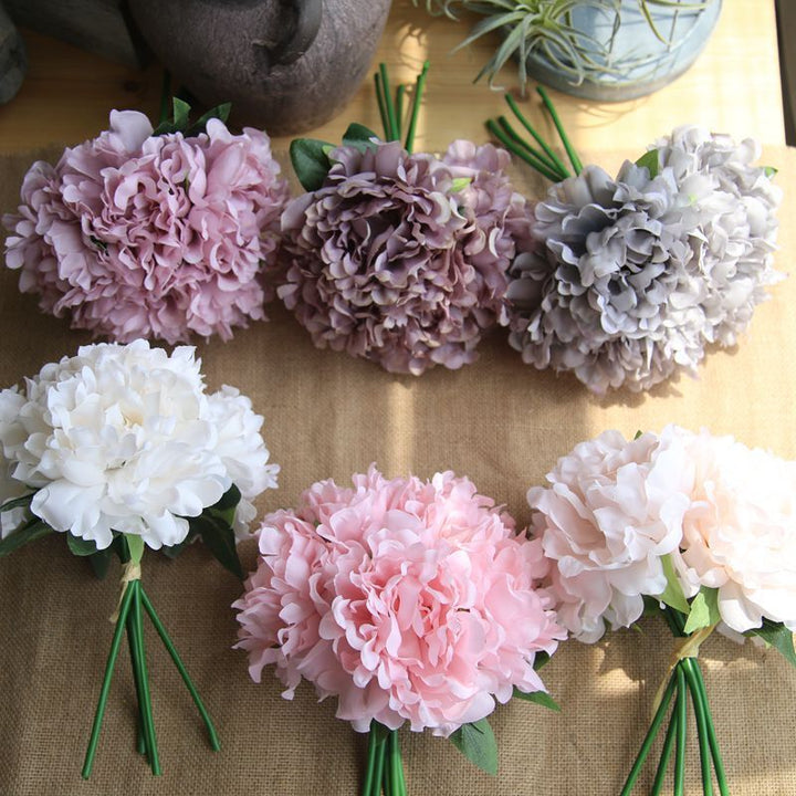 Artificial Peony Flowers Branches Set