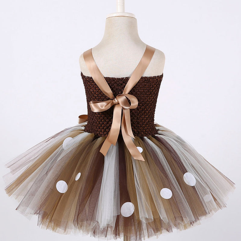 girls' party dress with deer horn headband, view 3 - MRSLM
