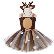 girls' party dress with deer horn headband, view 2 - MRSLM