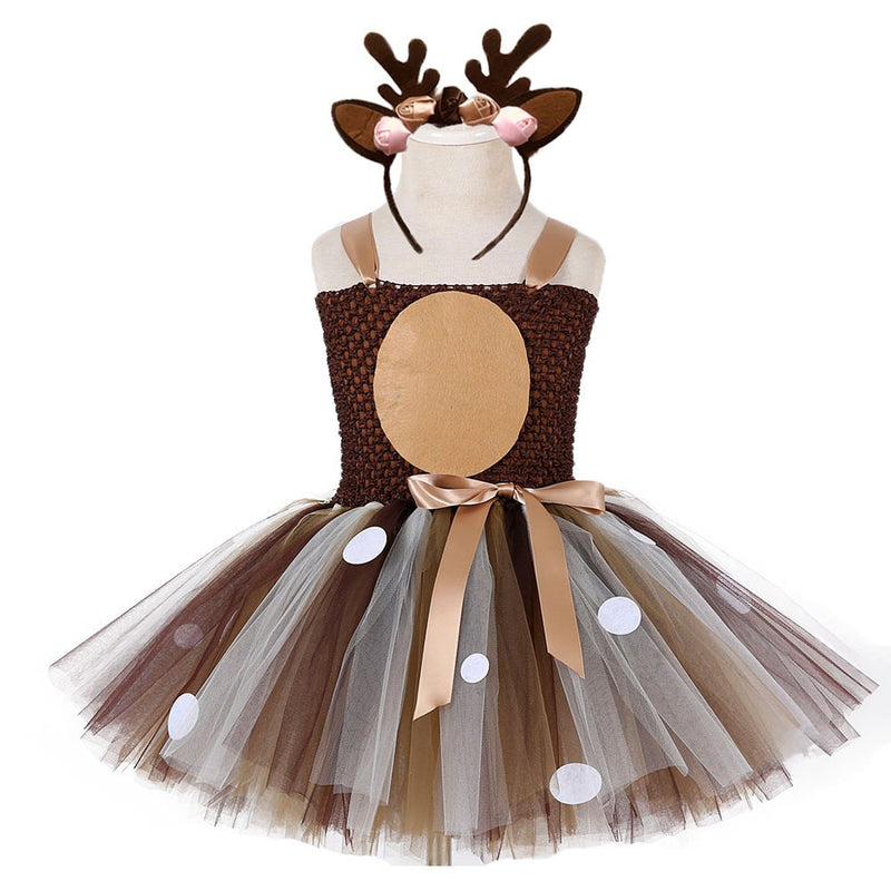 girls' party dress with deer horn headband, view 2 - MRSLM