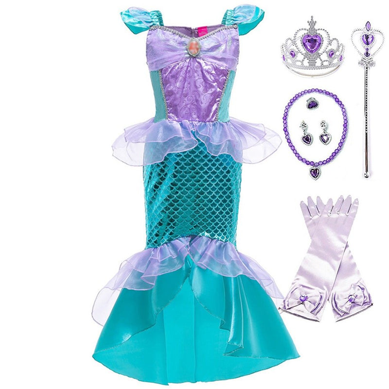 little girl mermaid costume, view 3 - MRSLM