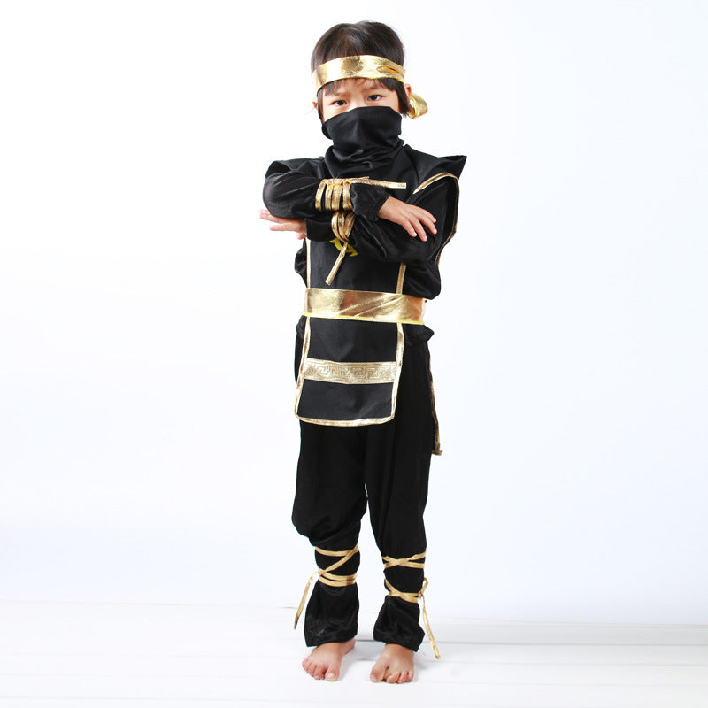 kid's black ninja cosplay costume, view 8 - MRSLM
