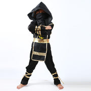 kid's black ninja cosplay costume, view 3 - MRSLM