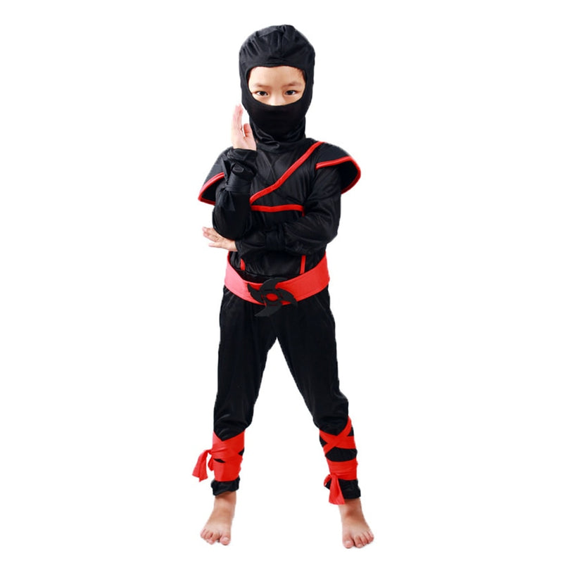 kid's black ninja cosplay costume, view 4 - MRSLM