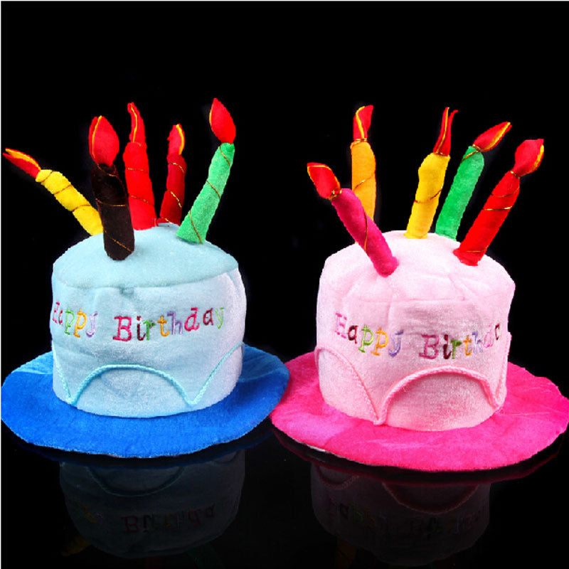 plush birthday cake hat with candles, view 4 - MRSLM