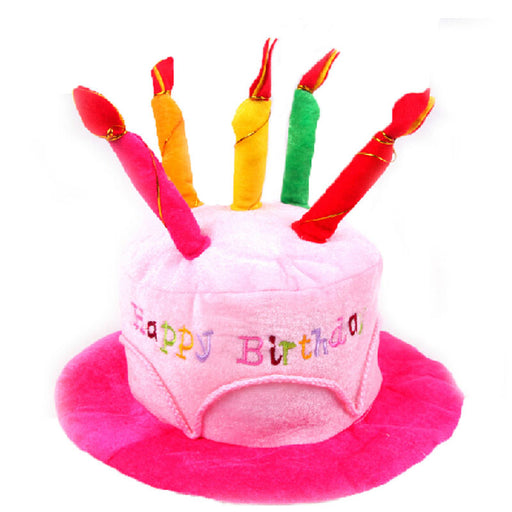 plush birthday cake hat with candles - MRSLM