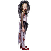 girl's bloody bride costume set, view 3 - MRSLM