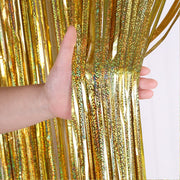 glittering metallic fringe curtain, view 2 - MRSLM