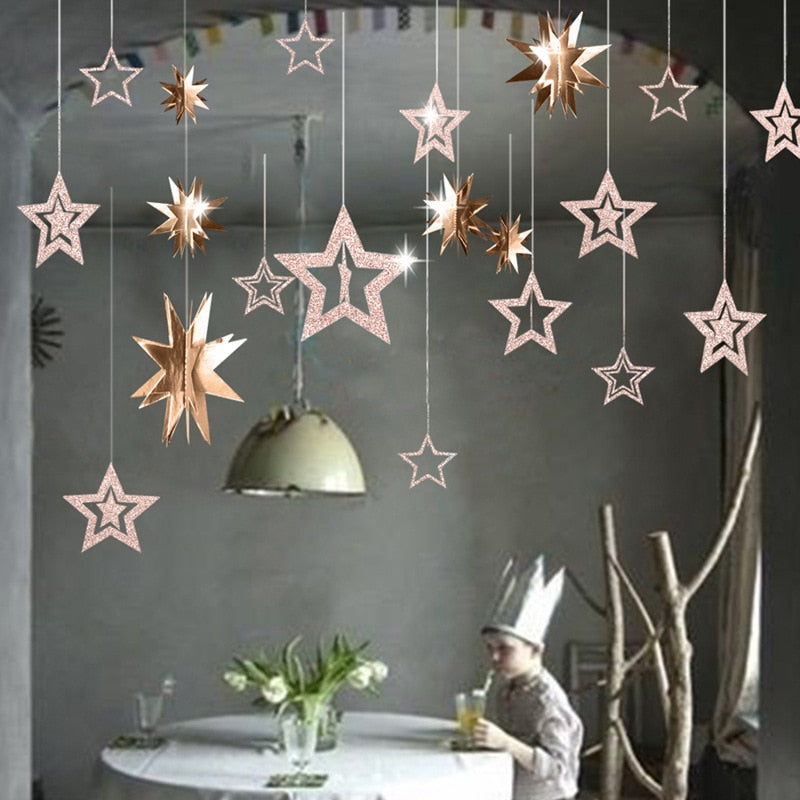 paper star garlands 7 pcs set, view 9 - MRSLM