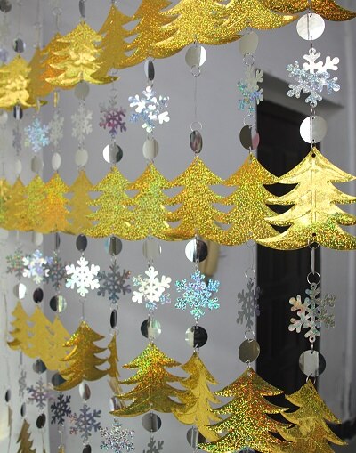 sequined christmas trees party garland, view 4 - MRSLM