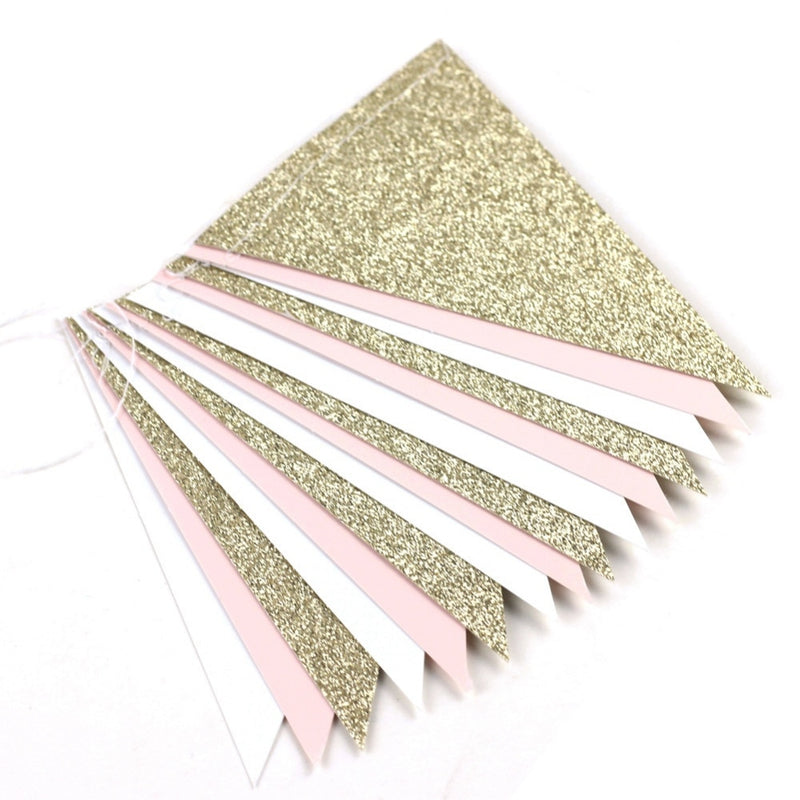 pink and white flag garland, view 3 - MRSLM