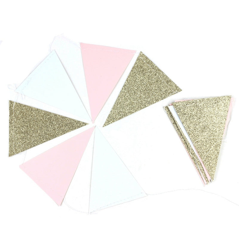 pink and white flag garland, view 2 - MRSLM