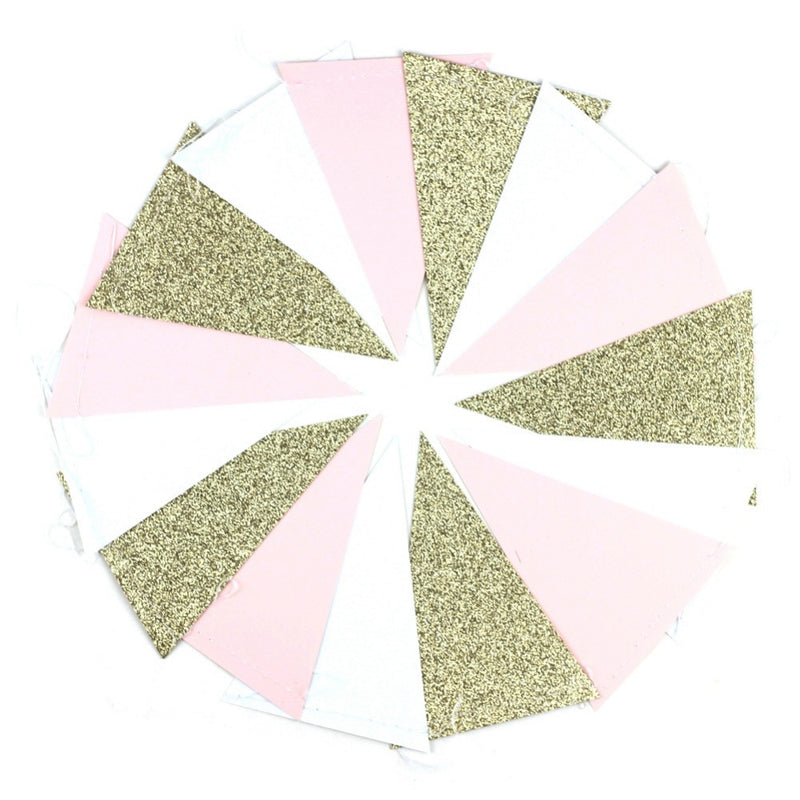 pink and white flag garland, view 5 - MRSLM