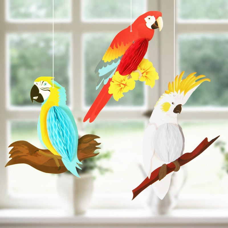 Hanging rainbow tropical parrots, view 2 - MRSLM