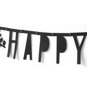 black happy birthday party garland, view 3 - MRSLM