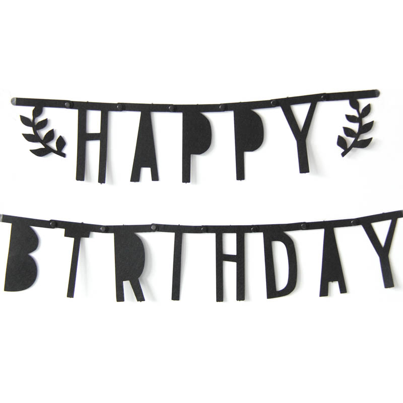 black happy birthday party garland - MRSLM