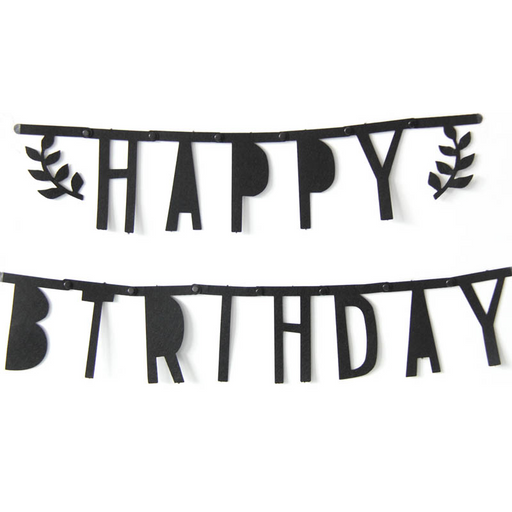 black happy birthday party garland - MRSLM