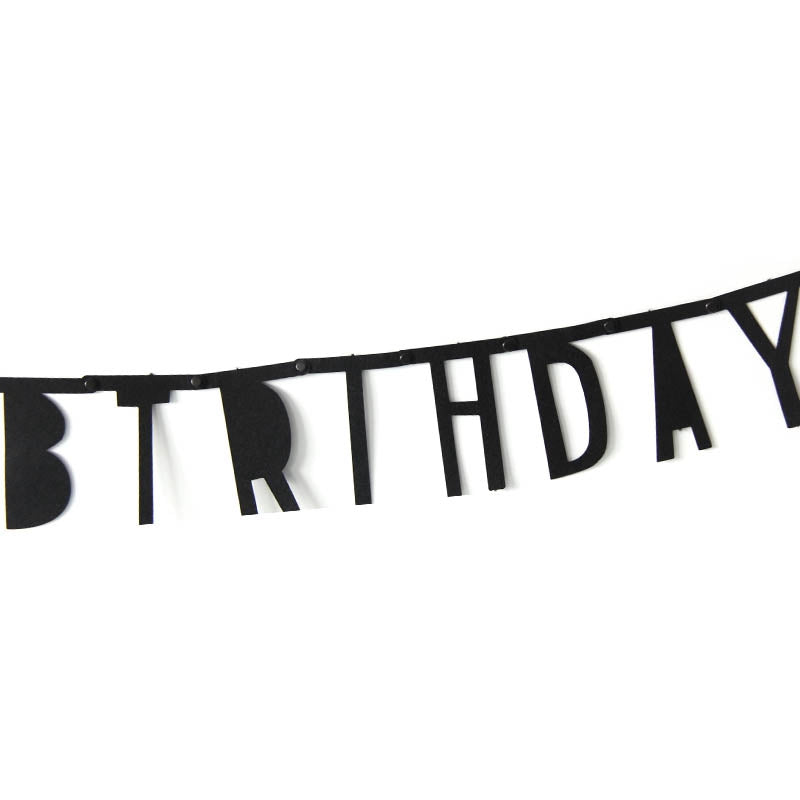 black happy birthday party garland, view 4 - MRSLM