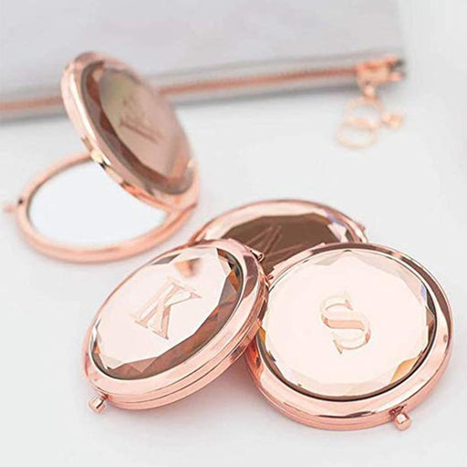 Decorative rose gold compact mirror - MRSLM