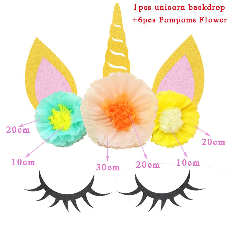 Unicorn Paper Pompom Flower Decorations