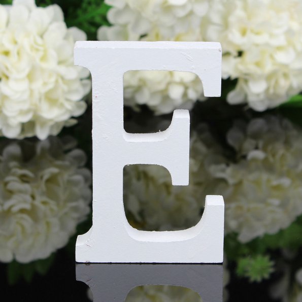 white wooden decorative letter, view 2 - MRSLM