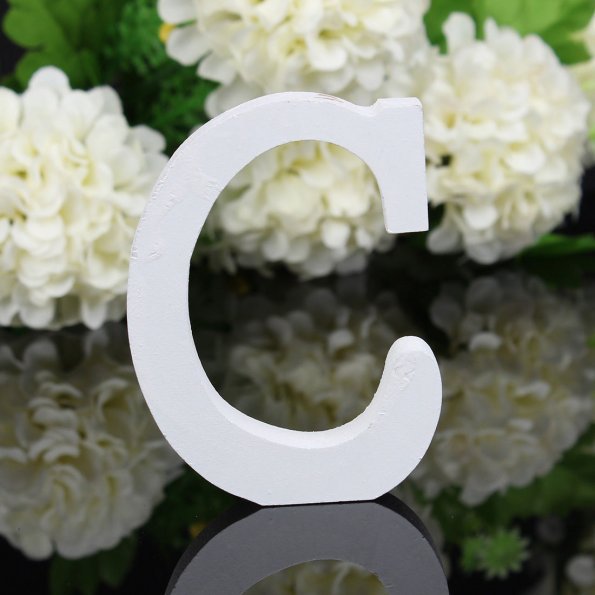 white wooden decorative letter, view 7 - MRSLM