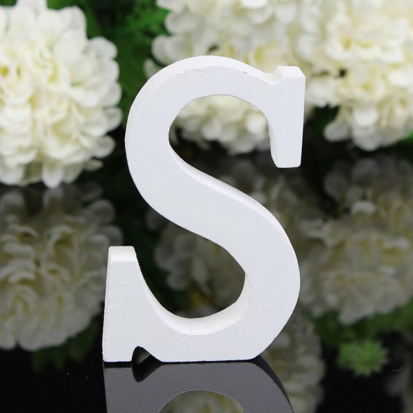 white wooden decorative letter, view 18 - MRSLM