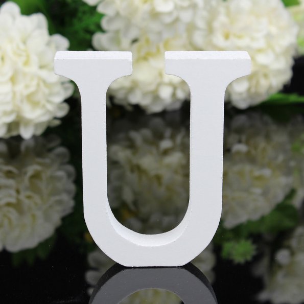 white wooden decorative letter, view 20 - MRSLM