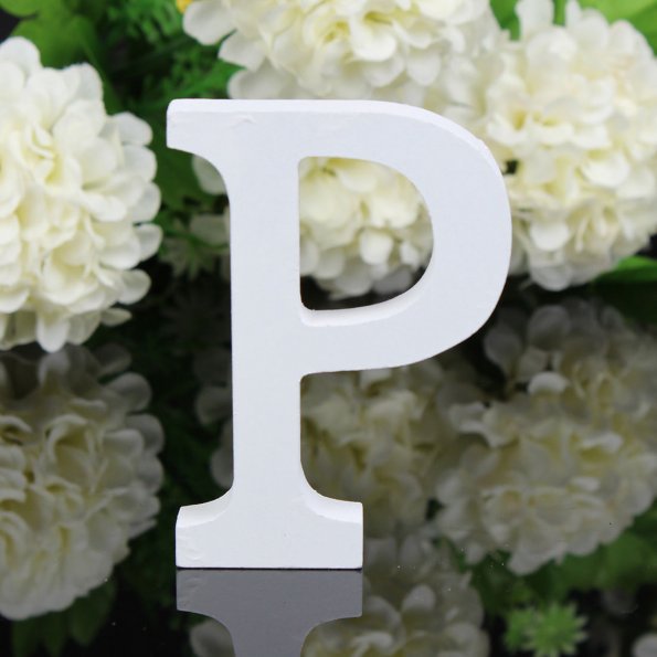 white wooden decorative letter, view 22 - MRSLM