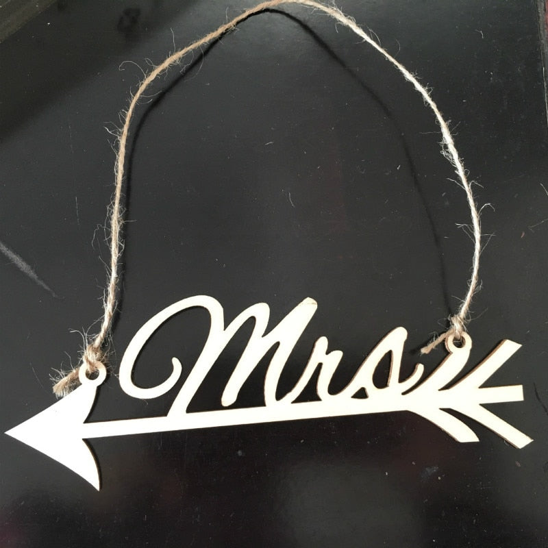Mr and Mrs wooden chair signs, view 4 - MRSLM