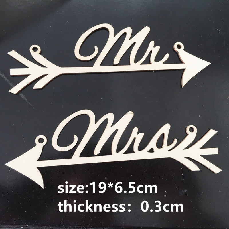 Mr and Mrs wooden chair signs, view 6 - MRSLM