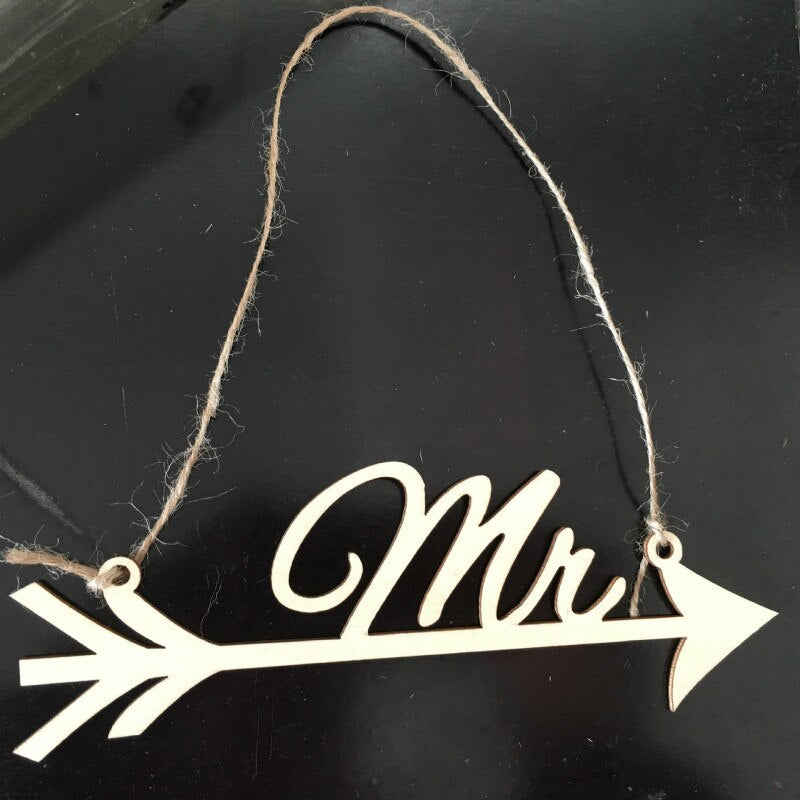 Mr and Mrs wooden chair signs, view 5 - MRSLM