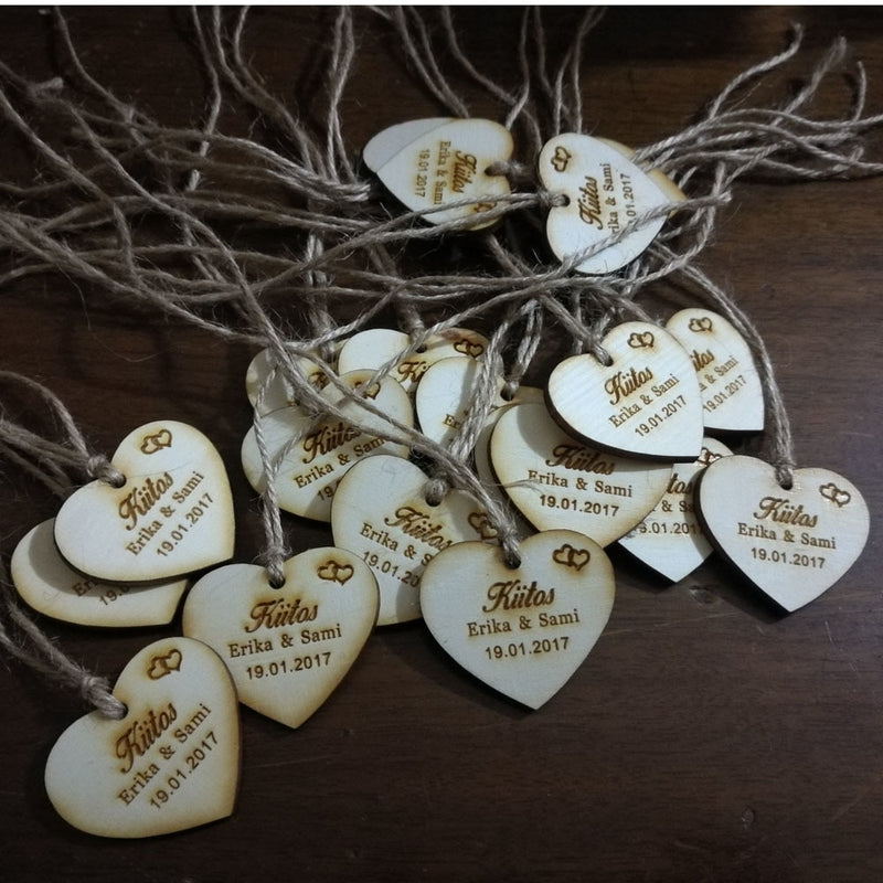 heart shaped wooden party favors, view 2 - MRSLM