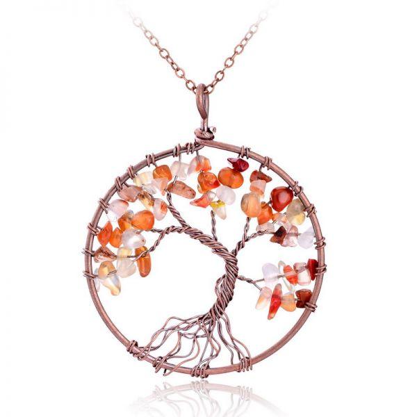 agate tree of life pendant necklace, view 6 - MRSLM