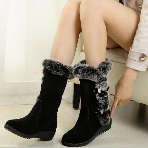 Women's mid-calf faux fur snow boots, view 2 - MRSLM
