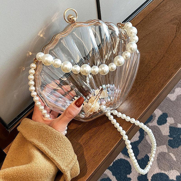 Transparent Shell Bag Box Bag Pearl Female Messenger Shoulder Retro Texture - MRSLM