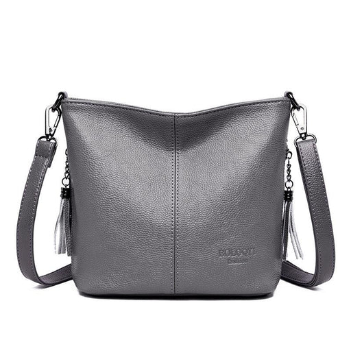 Soft leather fashion tassel handbag - MRSLM