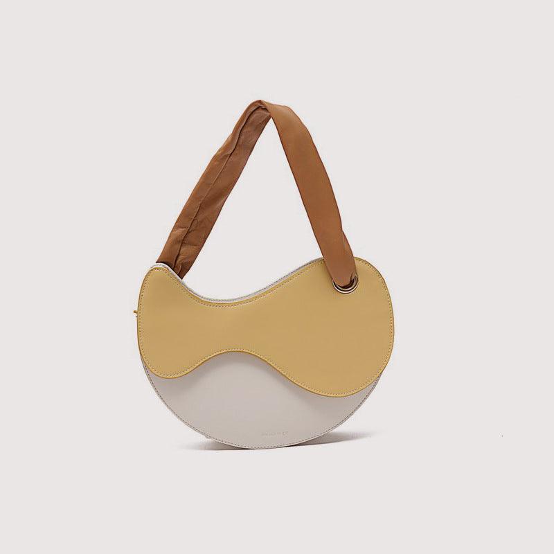 Fashionable Personality Color-blocking Crescent Semicircular Single Shoulder Bag - MRSLM