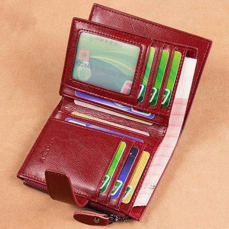 Women's leather card holder with leather buckle - MRSLM